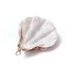 Natural Scallop Shell & Resin Flower & ABS Plastic Imitation Pearl Bowknot Pendants PALLOY-JF03891-5
