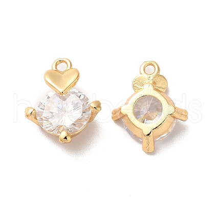 Rack Plating Brass Micro Pave Cubic Zirconia Charms KK-M242-01G-1