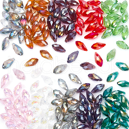 AHADERMAKER 150Pcs 10 Colors Electroplate Glass Faceted Teardrop Beads EGLA-GA0001-25-1