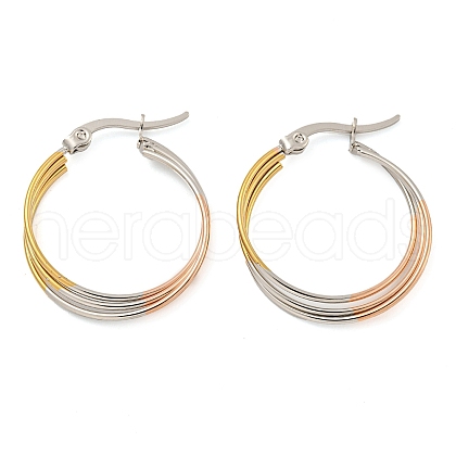 202 Stainless Steel Multi Layered Hoop Earrings EJEW-H003-32M-1