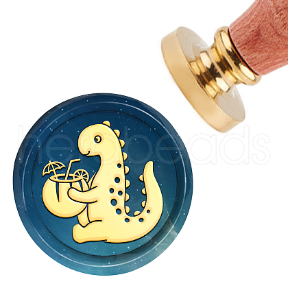 Brass Wax Seal Stamp with Handle AJEW-WH0184-0211-1