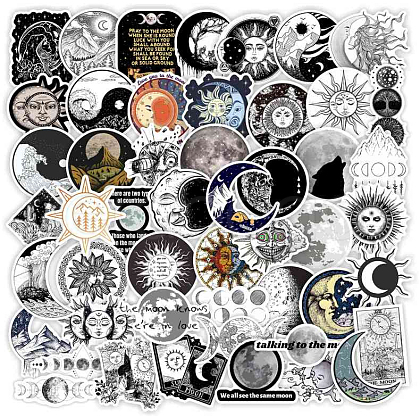 50Pcs The Sun and Moon Planet Stickers X-STIC-PW0002-090-1