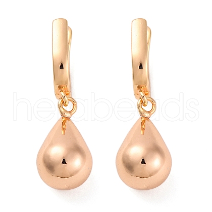 Brass Teardrop Hoop Earrings EJEW-K300-27G-1