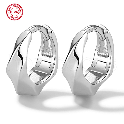 Rhodium Plated 925 Sterling Silver Twist Hoop Earrings CH1017-2-1