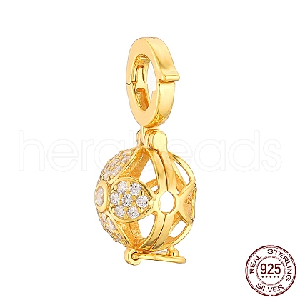 925 Sterling Silver Micro Pave Cubic Zirconia Bead Cage Pendants STER-K176-14G-1