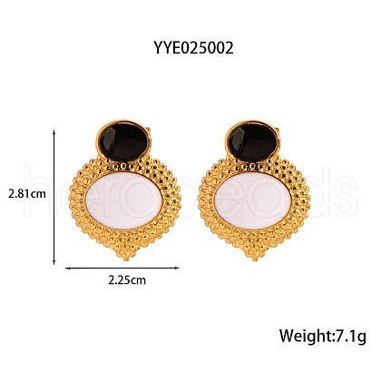 Elegant Stainless Steel White Shell Oval Stud Earrings for Women XO8375-3-1