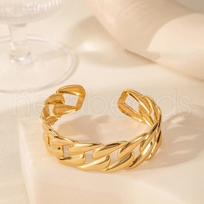 304 Stainless Steel Cuff Bangles for Women BJEW-U032-17G-1
