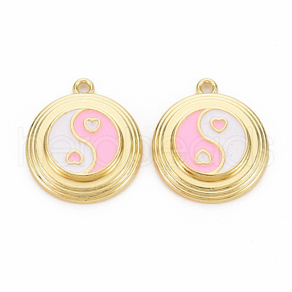 Rack Plating Light Gold Alloy Enamel Pendants ENAM-Q444-012A-RS-1