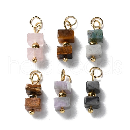 Natural Gemstone Cuboid Beaded Pendants STAS-C120-02G-1
