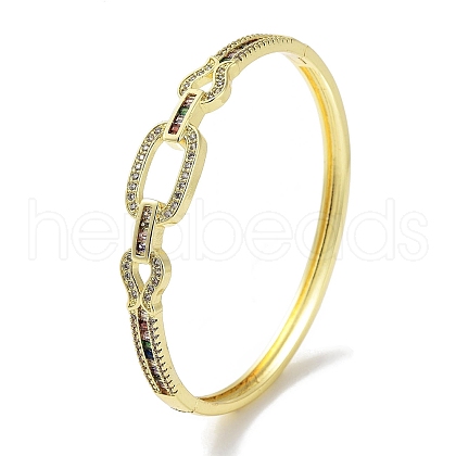 Brass Micro Pave Cubic Zirconia Hinged Bangles BJEW-Z061-01B-1