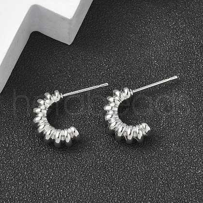 C-Shaped Brass Stud Earrings EJEW-D320-11P-1