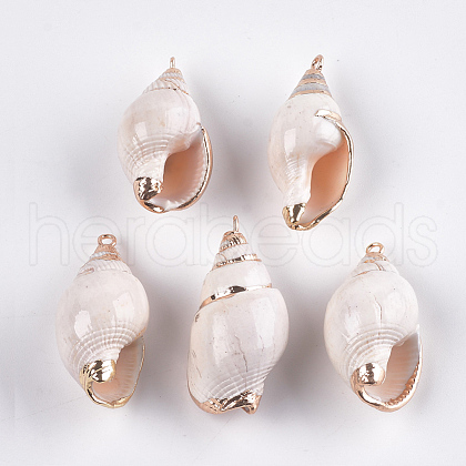 Electroplate Spiral Shell Pendants SSHEL-T006-15-1