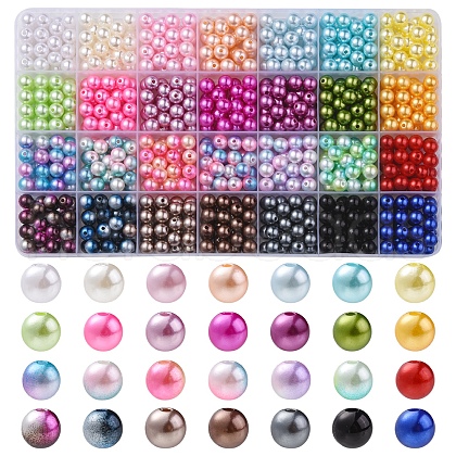 840Pcs 28 Styles ABS Plastic Imitation Pearl Beads OACR-FS0001-41-1