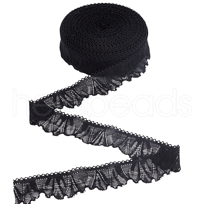 Polyester Leaf Lace Fabric Trim OCOR-WH0070-132B-1