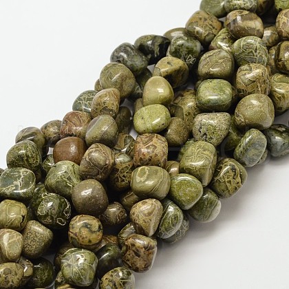 Natural Jasper Nuggets Beads Strands G-P092-23-1