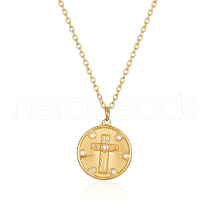 Round Cross Pendant Necklaces GT4344-1-1