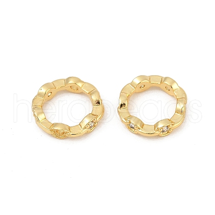 Brass Clear Cubic Zirconia Bead Frame KK-D375-33G-01-1