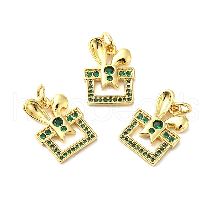 Rack Plating Brass Pave Cubic Zirconia Pendants KK-O142-12G-1