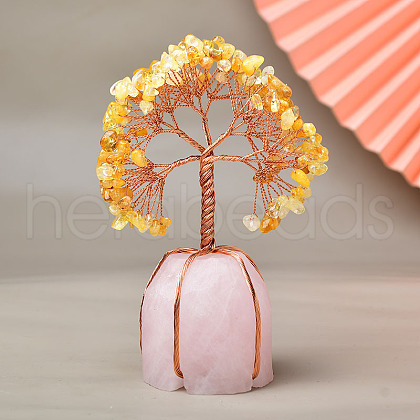 Natural Citrine Chips Tree of Life Decorations PW-WG83698-03-1