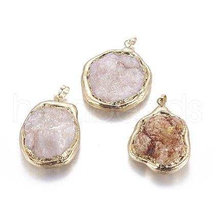 Natural Geode Druzy Quartz Pendants G-L509-06G-1