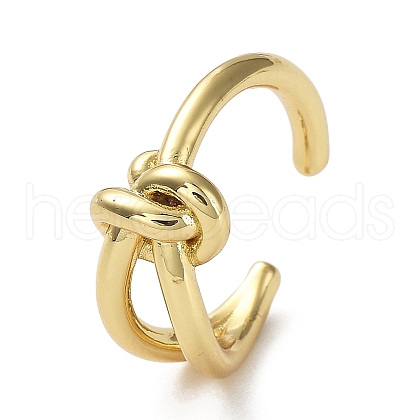 Rack Plating Brass Knot Open Cuff Rings for Women RJEW-Q777-02G-1