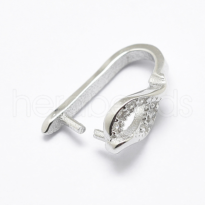Anti-Tarnish Rhodium Plated 925 Sterling Silver Micro Pave Cubic Zirconia Pendant Bails STER-E053-02P-1