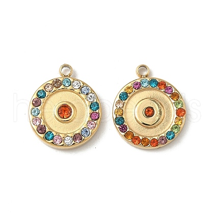 304 Stainless Steel Rhinestone Pendants STAS-V015-10G-1