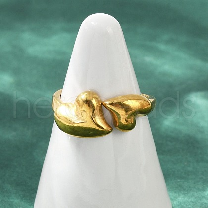 304 Stainless Steel Adjustable Open Cuff Rings for Women RJEW-U063-01B-G-1