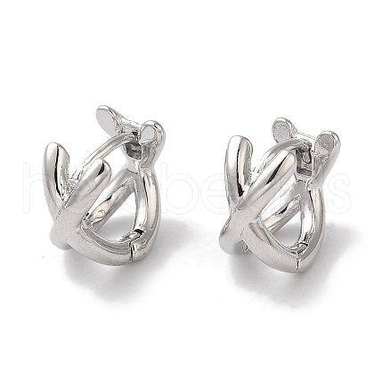 Crossing Double Band Brass Hoop Earrings for Women EJEW-U008-06P-1