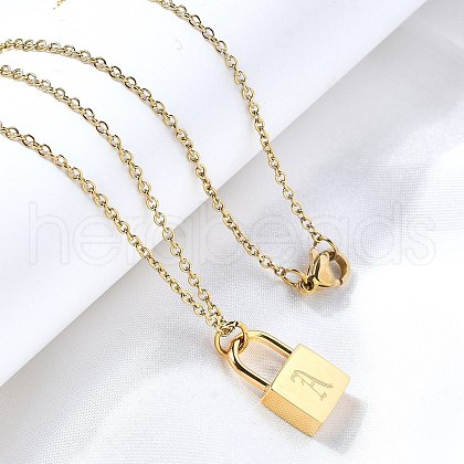 304 Stainless Steel Rolo Chain Pendant Necklaces NJEW-S444-01G-01-1