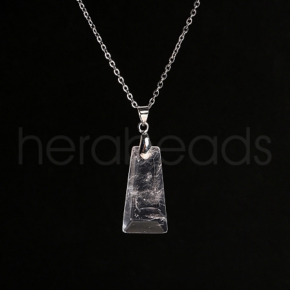 Natural Quartz Crystal Trapezoid Pendant Necklaces PW-WG52881-04-1
