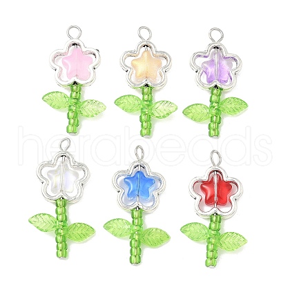 Acrylic Flower-shaped Pendants PALLOY-JF03867-02-1