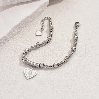Stainless Steel Heart with Saint Benedict Charm Bracelets WP9367-1-1