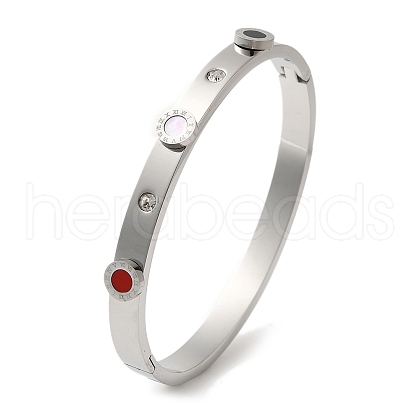 304 Stainless Steel Rhinestone Bangles BJEW-F474-01P-1