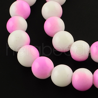 Two-Color Baking Painted Glass Bead Strands DGLA-R050-6mm-19-1