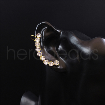 Rhinestone Cuff Earrings for Girl Women Gift EJEW-B042-01G-A-1