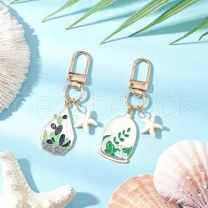 Pot Culture Alloy Enamel Pendant Decorations HJEW-JM03286-1