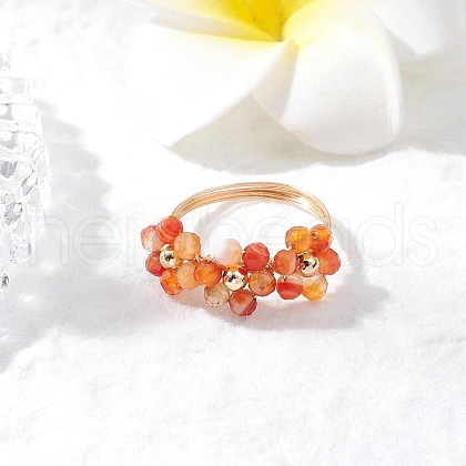 Natural Carnelian Finger Rings RJEW-TA00198-01-1