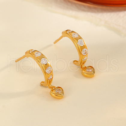 S925 Sterling Silver Heart Stud Earrings RF1280-1-1