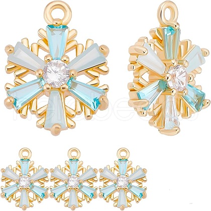 Beebeecraft Brass Micro Pave Pale Turquoise Cubic Zirconia Charms ZIRC-BBC0001-09-1