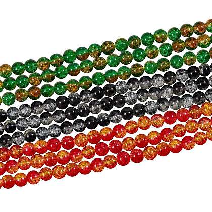 Two Tone Crackle Glass Bead Strands CCG-SZ0001-01-1