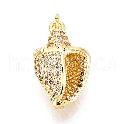 Brass Micro Pave Clear Cubic Zirconia Pendants KK-N268-59G-1