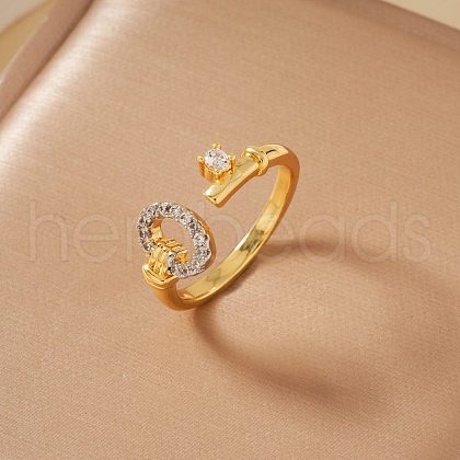 Elegant Geometric Brass Micro Pave Cubic Zirconia Cuff Open Rings for Women ED4518-1-1
