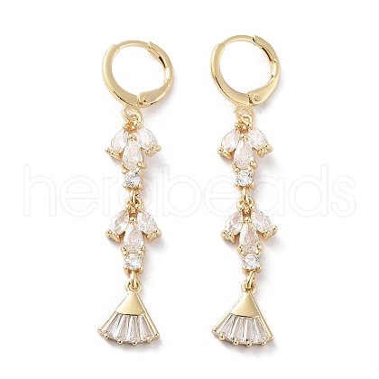 Fan Rack Plating Golden Brass Dangle Leverback Earrings EJEW-A030-04G-02-1