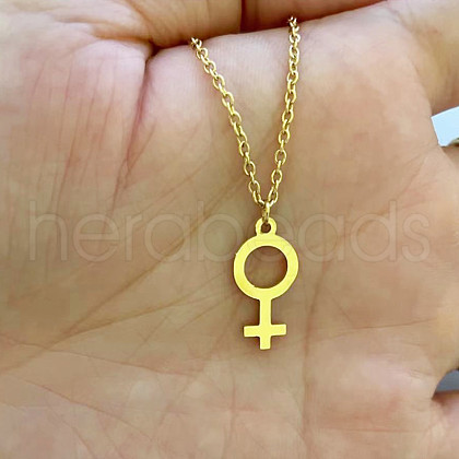 Gender Symbol 201 Stainless Steel with Alloy Pendant Necklaces for Women FS-WG4C551-01-1