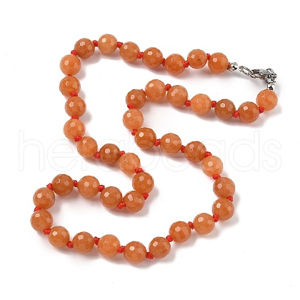 8mm Faceted Round Natural Red Aventurine Beaded Necklaces NJEW-F327-01A-04-1