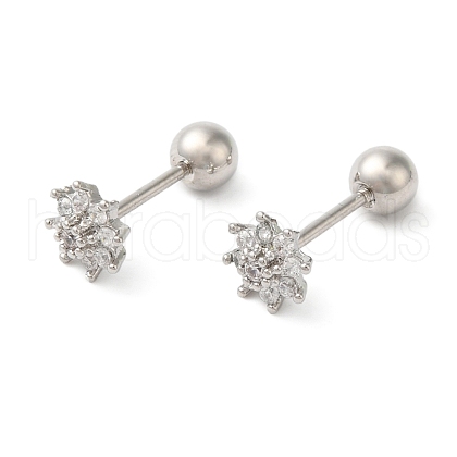 Star Brass Micro Pave Clear Cubic Zirconia Cartilage Earrings EJEW-L289-01P-03-1