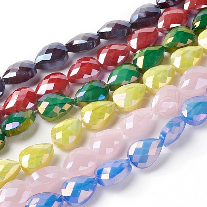 Electroplated Glass Beads Strands EGLA-J105A-M-1