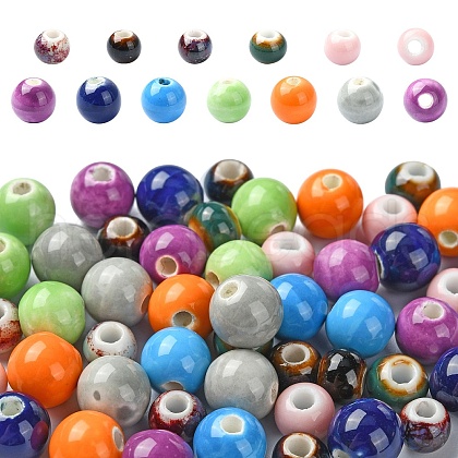 50Pcs 10 Colors Handmade Porcelain Beads PORC-YW0001-11-1