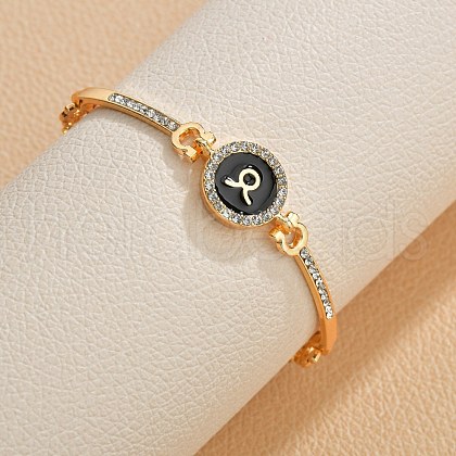 12 Constellations Golden Alloy Rhinestone Bangles for Women WG283F1-09-1